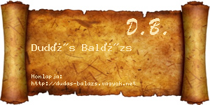 Dudás Balázs névjegykártya